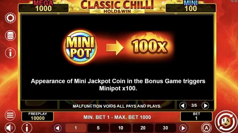 Classic Chilli Hold & Win - inicio de la ronda Hold & Win